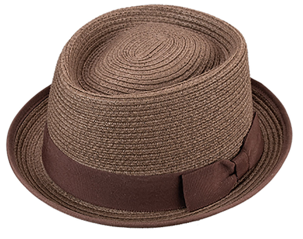 Stand Up Straw Porkpie with Grosgrain Band - Brimmed Hats